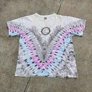 Vtg 90s LIQUID BLUE Crystal Art Graphic Grunge Deadhead T Shirt XL Single Stitch